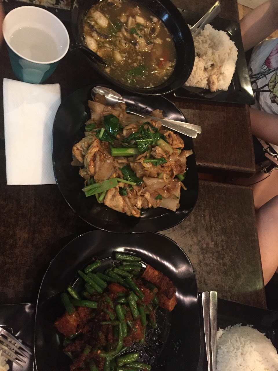 Shared Thai dishes at Prik Thai Restaurant